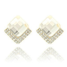 韩国水晶之恋耳钉方形耳钉满钻耳钉高档韩国耳钉厂家批发混批