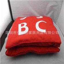 厂家定制高档植绒绣花抱枕被促销抱枕被抱枕批发定做加工