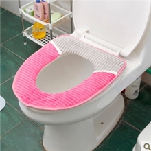 【伙拼】炫彩条纹加厚PU皮防水底马桶垫加绒长毛O型坐便垫