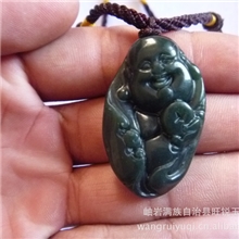天然新疆和田玉笑佛吊坠批发青老玉批发岫玉批发