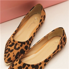 实拍韩版风格复古豹纹尖头鞋平底舒适简约单鞋舒适时尚鞋