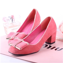 实拍韩国订单可爱金边香香公主蝴蝶结中跟单鞋女鞋子批发