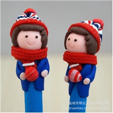 厂家批发蓝杆西服女造型圆珠笔软陶笔农场笔商务广告笔