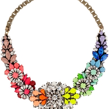 Shourouk欧美大牌街拍大热款彩虹花朵宝石水晶项链