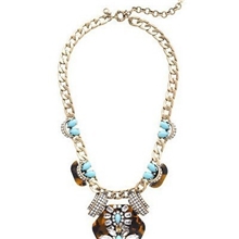 J.CR*W新款欧美大牌夸张项链玻璃水晶花卉短款锁骨链时尚饰品