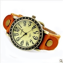 热销潮流牛仔朋克风格手表真皮表带复古表雕花表头优雅大气