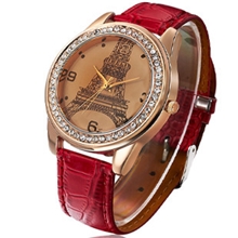 2013热销皮革手表爱情塔女表水钻表大气时尚潮流手表爱的礼物