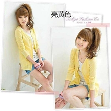 艾格开衫纯棉打底衫T恤衫糖果色中长款防嗮衫针织衫韩版原单女