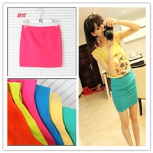 韩国版糖果色A字裙包臀裙春秋半身裙高腰纯棉一步裙女装裙批发